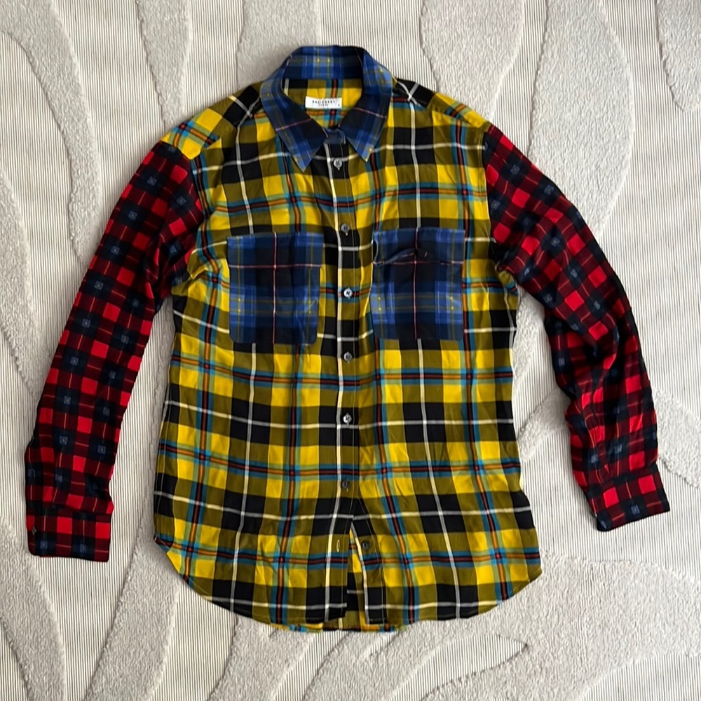 Equipment Silk Colorful Plaid Long Sleeve Button Down